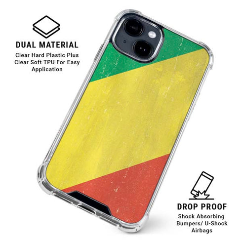 Republic of the Congo Flag Distressed iPhone 15 Clear Case